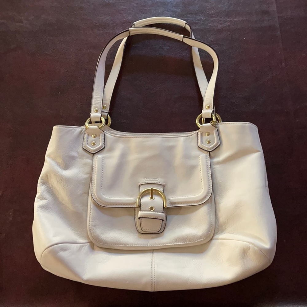 Coach white shoulder purse